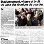 Stationnement vitesse et bruit au coeur des r&eacute;unions de quartier