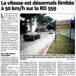 La vitesse est désormais limitée à 50km/h sur la RD 559