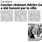 L'ancien r&eacute;sistant Adrien Galfard a &eacute;t&eacute; honor&eacute; par la ville